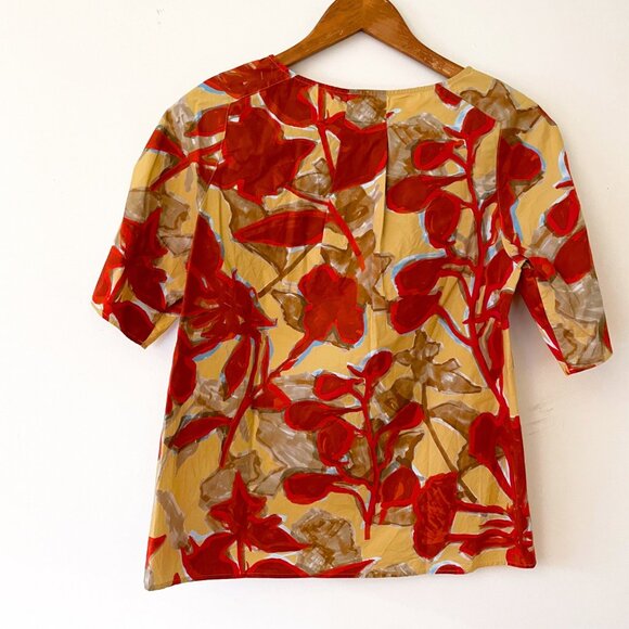 COS Red Patterned Cotton Short Sleeve Blouse Top, Size 2 - Picture 3 of 4